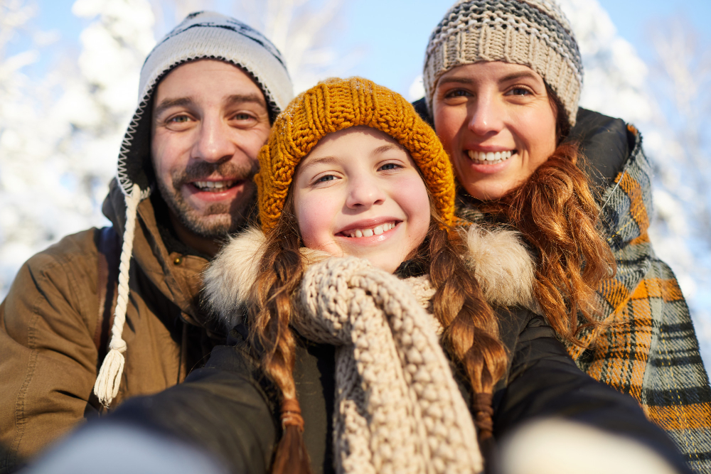 A family taking a selfie